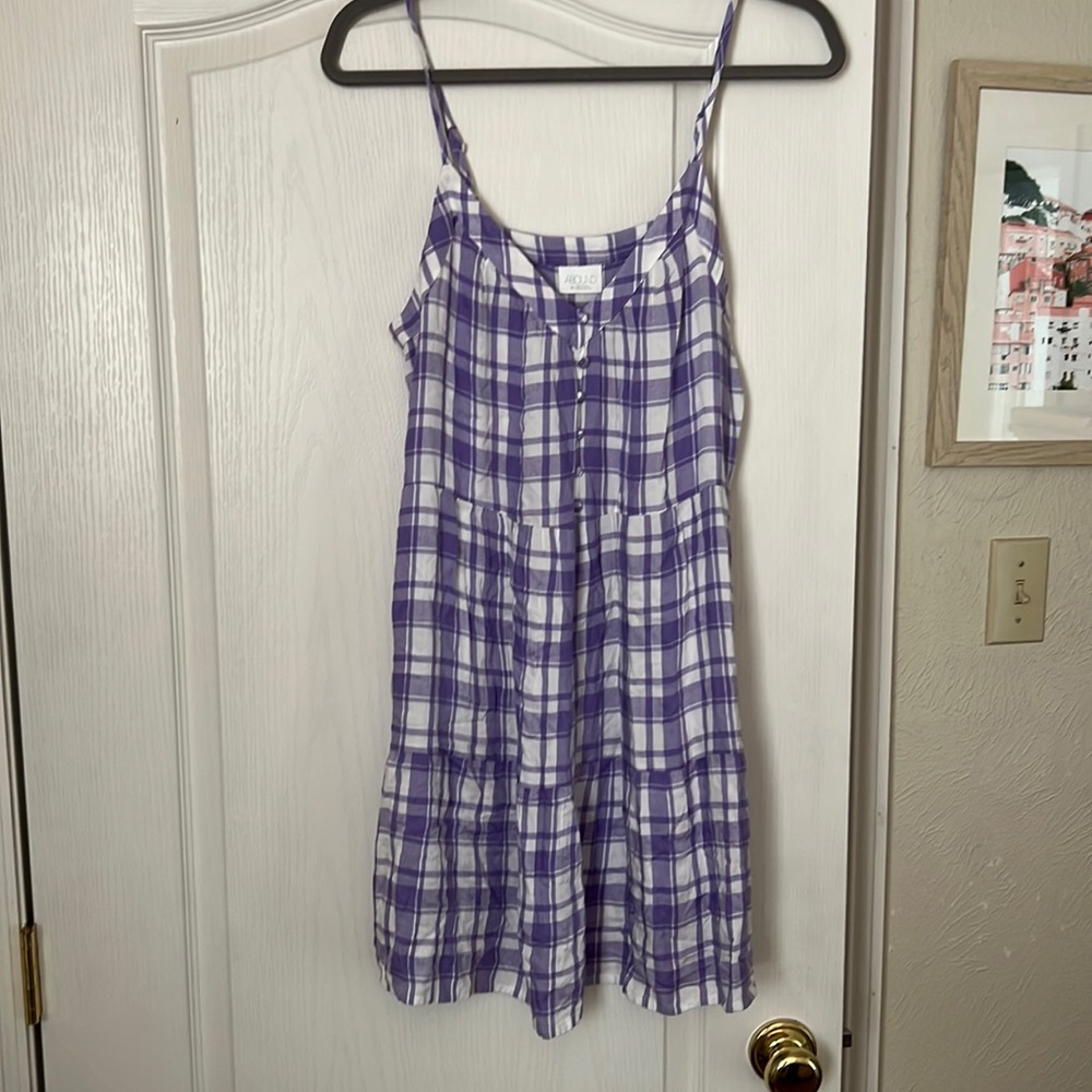 Purple and white plaid sundress
